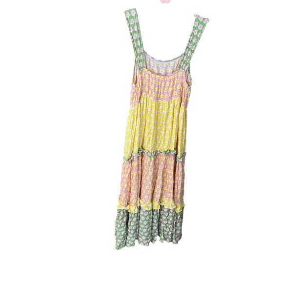 Kiwi + Punch Floral Tiered Midi Dress Women’s XL Boho Sundress Rayon coquette - Picture 6 of 6